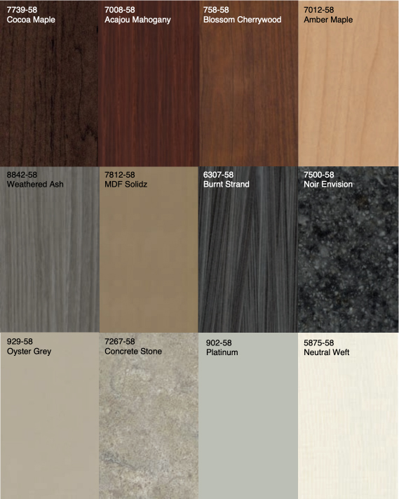 Swatches of laminate patterns